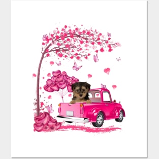 Valentine's Day Love Pickup Truck Yorkipoo Posters and Art